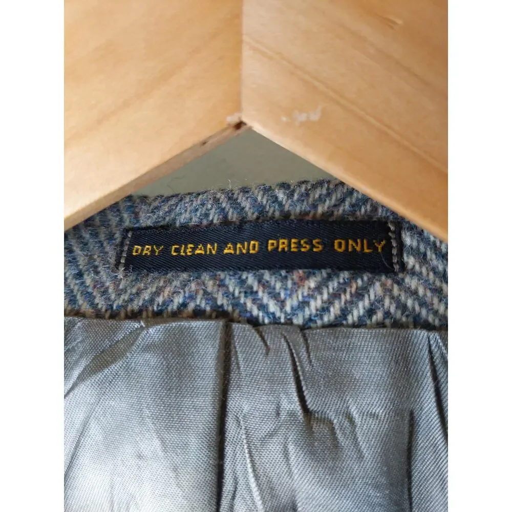 Vintage Shefford Anderson-Little Gray Herringbone Wool Blazer Union Made USA 42R